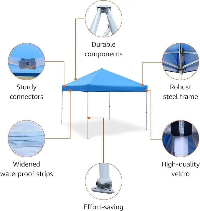 Amazon Basics Outdoor Pop Up 10 x 10 Canopy Tent for Events, Portable with Easy Setup, Includes Wheeled Carry Bag, 8 Pegs, 4 Ropes, 4 Weighted Bags, Blue by GreenHaven Gardens