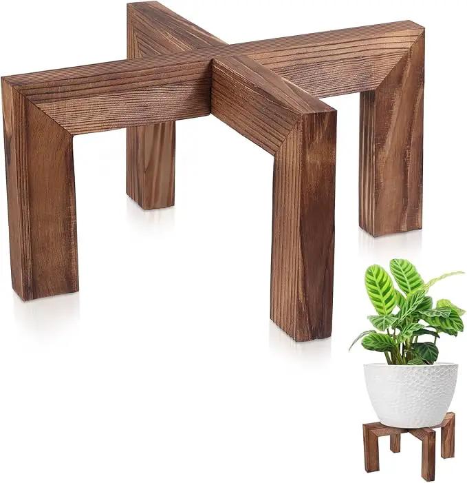 Plant Stand, Indoor/Outdoor Wood Plant Holder, Single Flower Pot Stand, Sturdy Planter Stand by GreenHaven Gardens