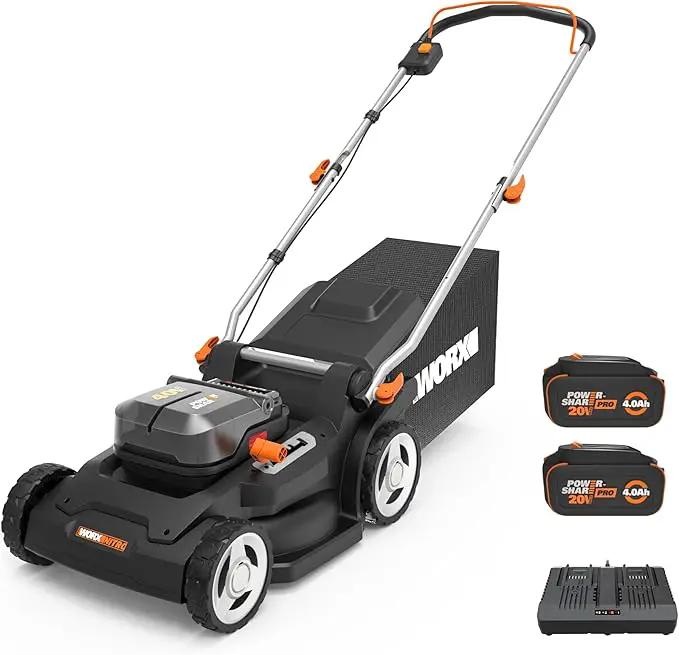 WORX 40V 17'' Cordless Lawn Mower for Medium Size Yards, 2-in-1 Electric Mower Cuts to Edge, Compact & Lightweight Push Lawn Mower with 6-Position Height Adjustment – 2 Batteries & Charger Included by GreenHaven Gardens