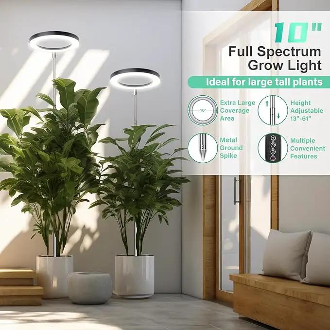 LORDEM 10" Full Spectrum Plant Light, 160 LEDs Large Grow Light for Indoor Tall Plants, Growing Lamp with 4/8/12H Auto Timer, 10 Dimmable Levels, 3 Spectrum Modes, 61" Height Adjustable, Pack of 2 by GreenHaven Gardens
