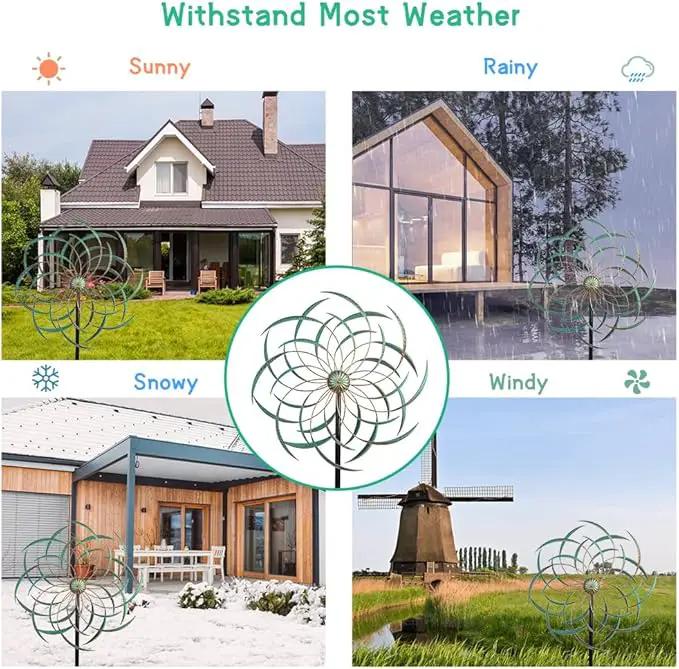 VEWOGARDEN Large Wind Spinners for Yard and Garden, Waterproof Metal Doubles Wind Spinners Outdoor Decor, Wind Sculptures & Spinners with Stakes (23" W * 80" H) by GreenHaven Gardens