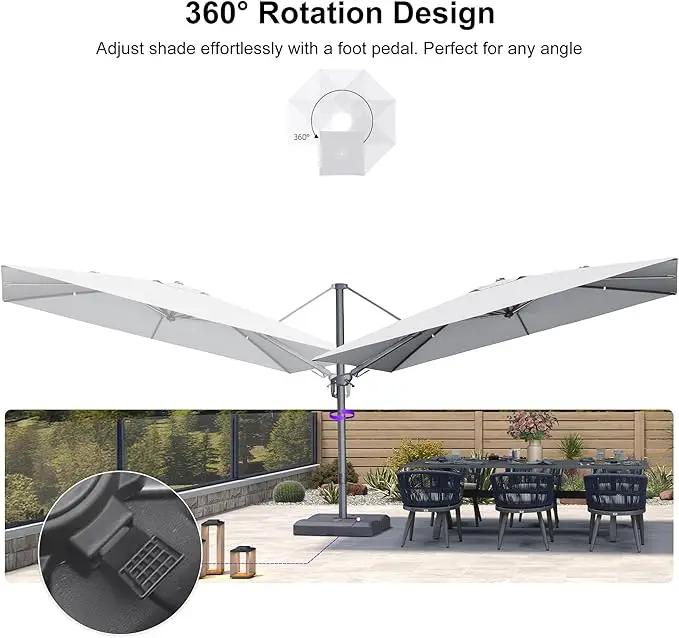 PURPLE LEAF 10' X 6.5' Left-right Tilting Outdoor Patio Umbrella Swivel Offset Cantilever Heavy Duty Rectangle Aluminum Umbrella with UV Resistant for Deck Pool Patio Backyard, Pebble Grey by GreenHaven Gardens