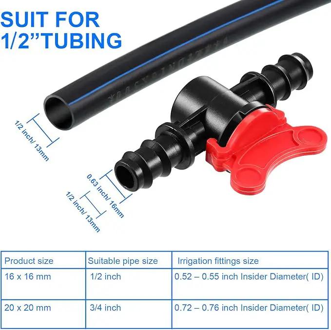 Drip Irrigation Switch Valve Gate Valves for 1/2 Inch Double Male Barbed Valve (8) by GreenHaven Gardens