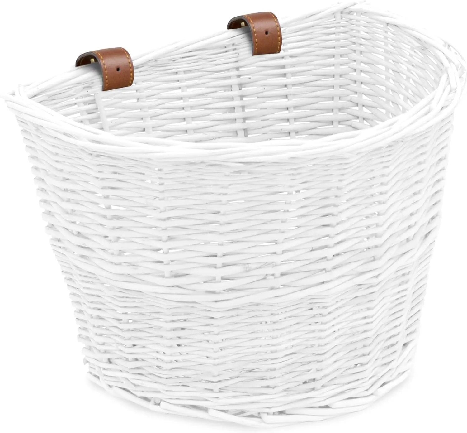 ProSource Wicker Bike Basket Front Cargo for Women and Men, Fits Most Bikes, Beach Cruiser, Stationary Bike, Ebike, Road Bike, White by GreenHaven Gardens