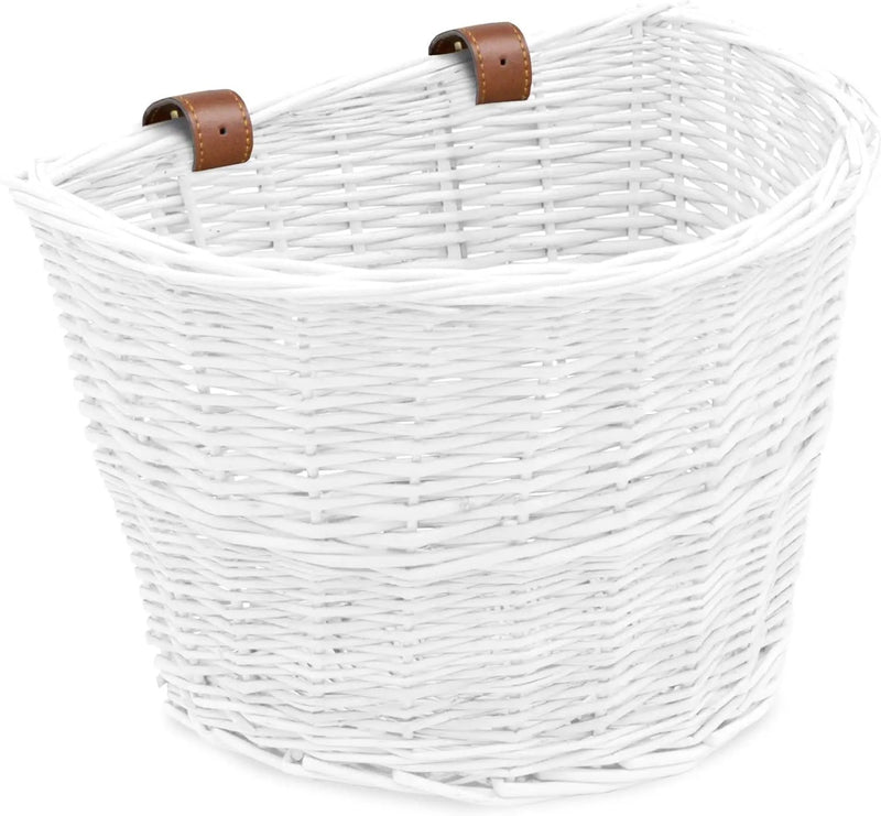 ProSource Wicker Bike Basket Front Cargo for Women and Men, Fits Most Bikes, Beach Cruiser, Stationary Bike, Ebike, Road Bike, White by GreenHaven Gardens