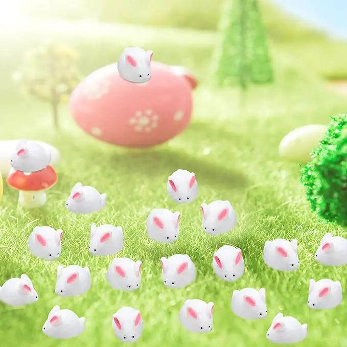 Marsui 100 Pcs Bunny Miniatures Figurines Rabbit Miniature Accessories Easter Garden Landscape Garden Rabbit for Easter Garden Accessories Dollhouses Decoration(Cute Rabbit) by GreenHaven Gardens
