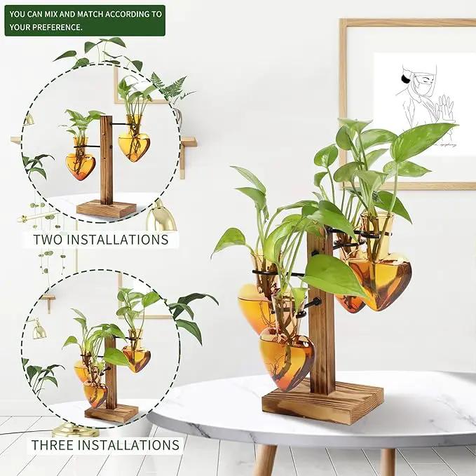 Plants Propagation Stations Plant Terrarium Kit Glass Planters for Indoor Plants House Plant Accessories Gift for Women - 4 Love Bulb Vase by GreenHaven Gardens