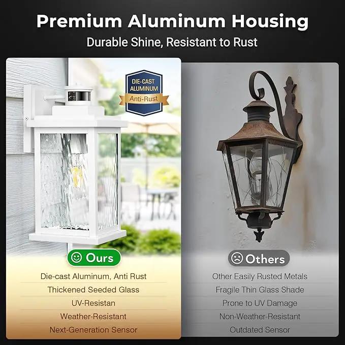 VIANIS Large Adjustable Sensitivity Motion Sensor Exterior Porch Lights, White Dusk to Dawn Outdoor Lighting, Anti-Rust Waterproof Front Porch Light for Garage, Front Door by GreenHaven Gardens
