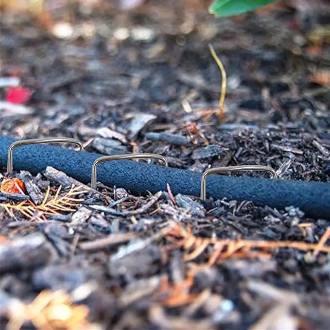 50 PCS Garden Landscape Stakes Staples and Gasket, Thick Heavy Duty Yard Ground Pin for Weed Barrier SodFabric for Weed Barrier Irrigation Tubing Garden Decor, Securing Lawn Fabric, Weed Barrier by GreenHaven Gardens