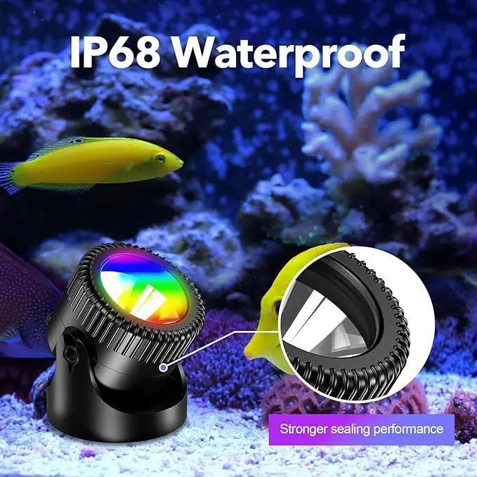 POPOSOAP Solar Pond Lights, RGB LED Pond Lights Waterproof IP68, 2200mAh Battery Underwater Solar Light with Two Modes Options for Pond Fountain Pool Garden Decoration(3 Headlamp) by GreenHaven Gardens