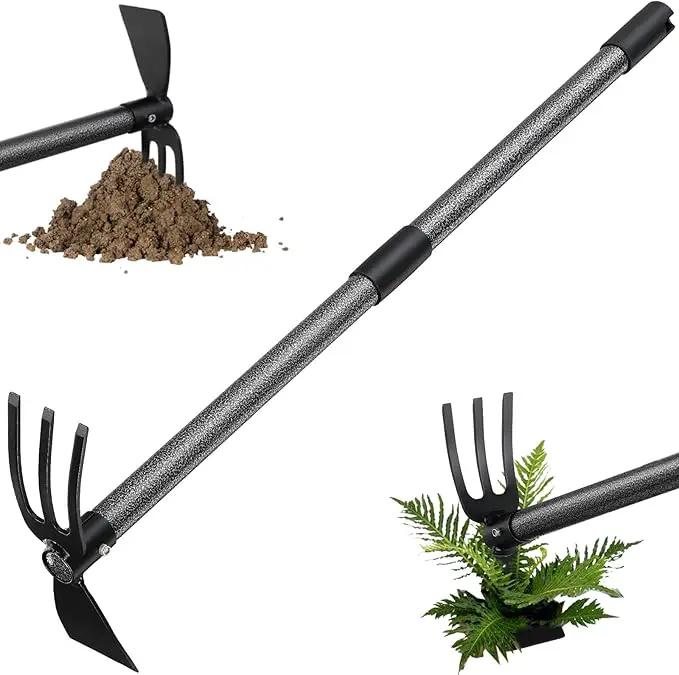 Weeding Tool, Hoe Cultivator 2 in 1 Garden Tools - 31" Heavy Duty Weeder Hand Tiller Weeding Rake for Flower Beds Yard Lawn Gardening Digging Planting by GreenHaven Gardens
