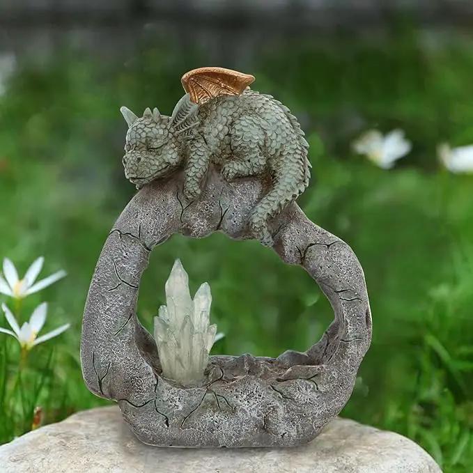 Solar Powered Dragon Statue ，Garden Decor with Crystal LED Lights Handmade Waterproof Resin Dinosaur Outdoor Patio Lawn Sculpture Perfect Christmas (Crystal Dragon) by GreenHaven Gardens