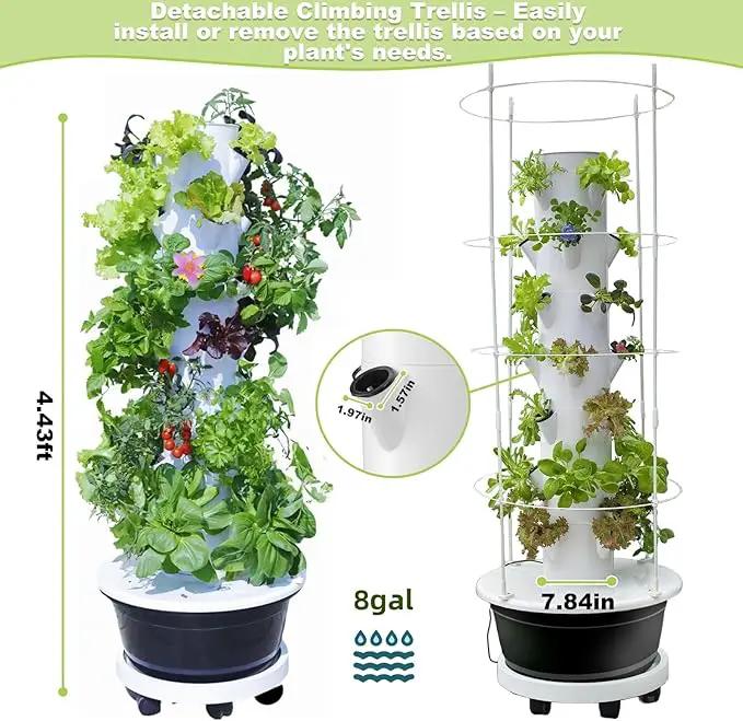 Hydroponic Growing System Kit,Indoor&Outdoor Vertical Hydroponic Growing Garden for Leafy Greens & Herbs, 28 Plant Sites with Climbing Trellis, Energy-Efficient Kit by GreenHaven Gardens