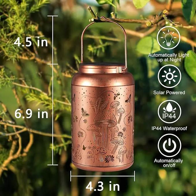 Solar Lanterns Outdoor Waterproof Bee Mushroom Decoration Gifts for Women Mon Grandma Hanging Solar Lights for Outside Metal LED Lanterns for Yard, Patio, Garden Decor by GreenHaven Gardens
