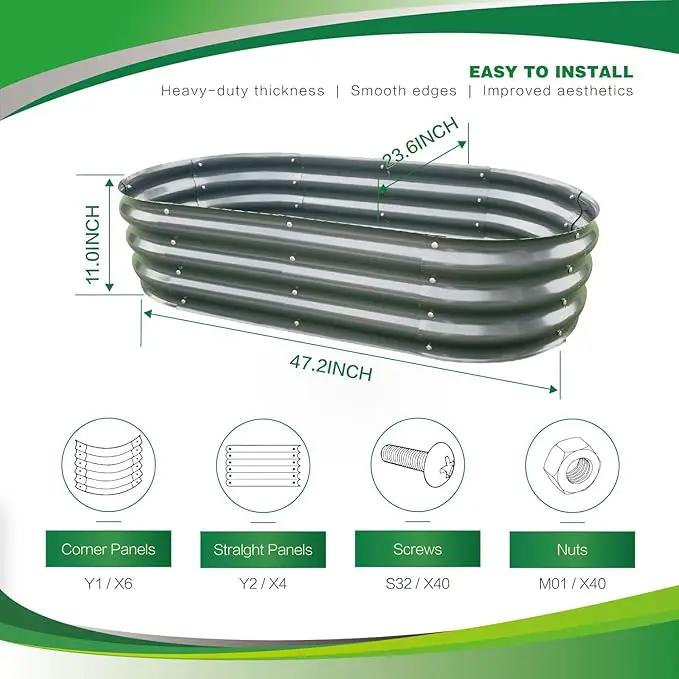 Gardmax Galvanized Raised Garden Bed, Lightweight Planter Boxes Outdoor with Easy Assembly, Large Garden Bed for Vegetables, Fruits, Flower Dark Grey by GreenHaven Gardens