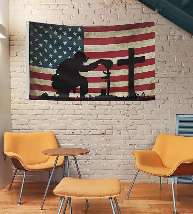 Memorial Day Flag 3x5 Ft for Outdoor Flag, Faith Over Fear Flag Remember Our Heroes Christian American Flags for Outside 3x5 Ft Double Sided Christian Banners with Brass Grommets by GreenHaven Gardens