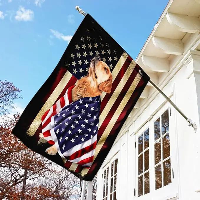 FLAGWIX Golden Retriever Flag, Outdoor Golden Retriever Decoration - 4th of July Decorations for Home, Wall, House Flag 30x40 - Heavy-duty Canvas Dog Lover, Garden Home Decor Golden Retriever Patriot by GreenHaven Gardens