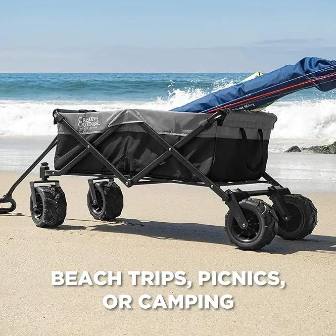 Creative Outdoor Original Folding Wagon All-Terrain Wheels by GreenHaven Gardens