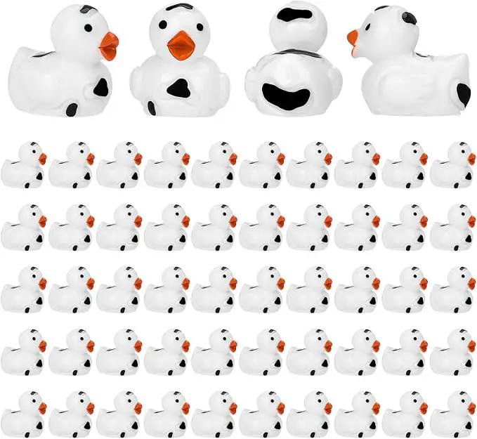 50 Pcs Mini Resin Ducks, Cute Tiny Cow Ducks, Mini Cow Resin Duck Bulk, Fun Cow Print Duck Miniature Duck Figurines, Cow Theme Mini Black White Cow Resin Ducks for Micro Landscape Dollhouse by GreenHaven Gardens