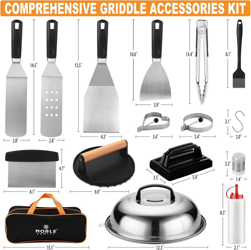 27 PCS Griddle Accessories Kit, Flat Top Grill Accessories Set for Camping, Professional Grill Spatula Set with Melting Dome, Burger Press for Outdoor BBQ Cooking by GreenHaven Gardens