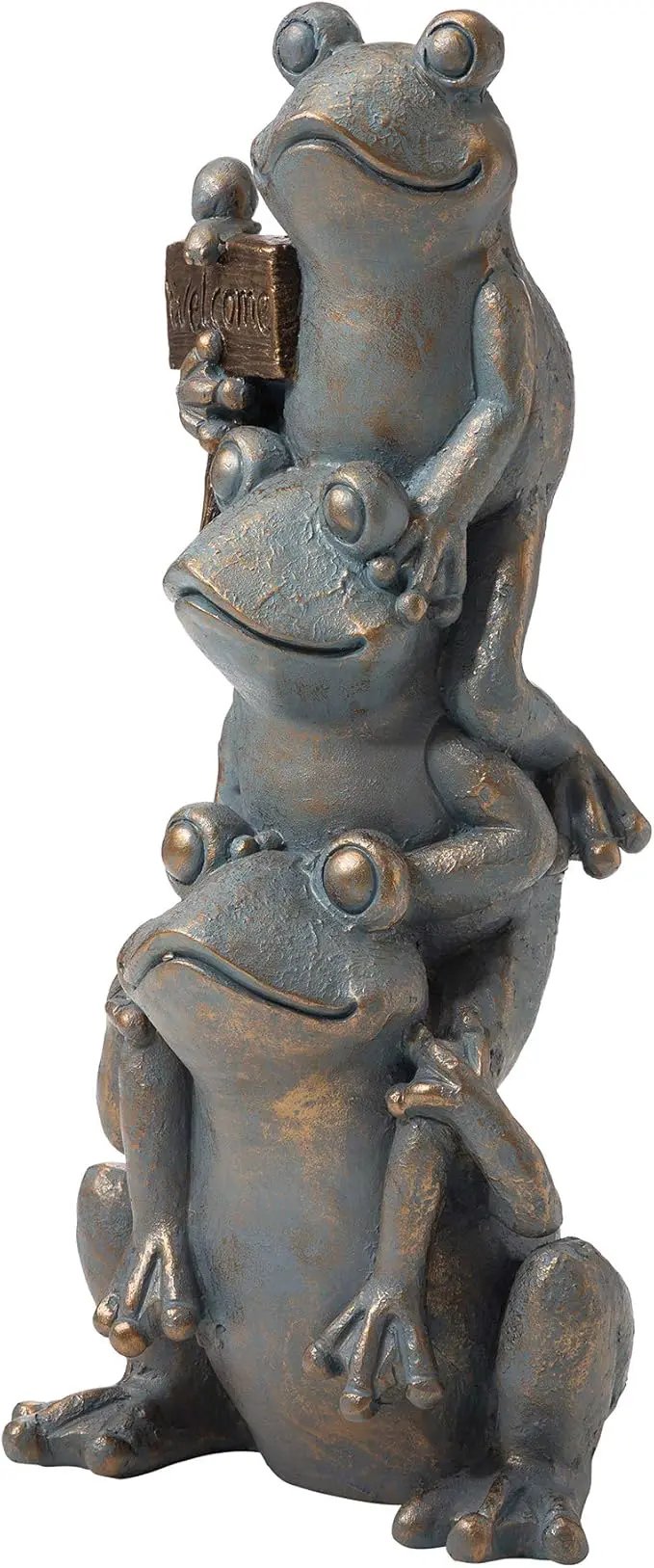 Glitzhome Stacked Frog Outdoor Statue Large Garden Sculpture Decoration, 28" H, Bronze by GreenHaven Gardens