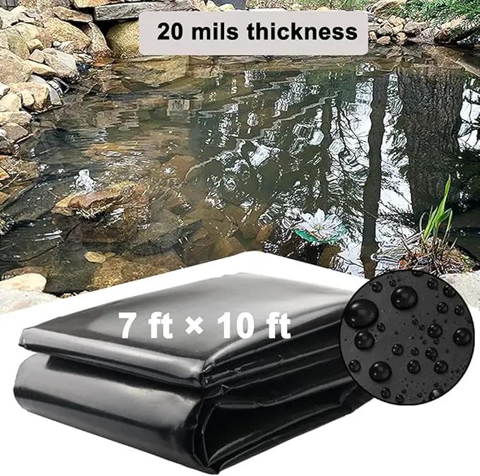 20 Mil Pond Liner, 7x10 Ft Pond HDPE Skins Small Fish Pond Liners Rubber Pond Tarp Easy Cutting Underlayment for Fountains, Waterfall & Water Gardens by GreenHaven Gardens