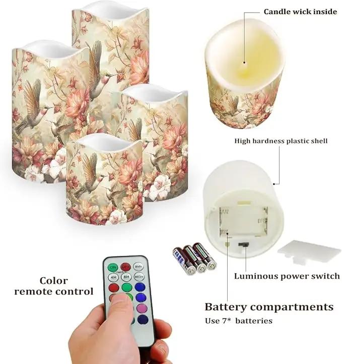 Ystardream Hummingbird Flameless Candle with Remote Control and Timer,Battery Operated Led Candle for Festival Celebration Home Decor,4 Pack Set by GreenHaven Gardens