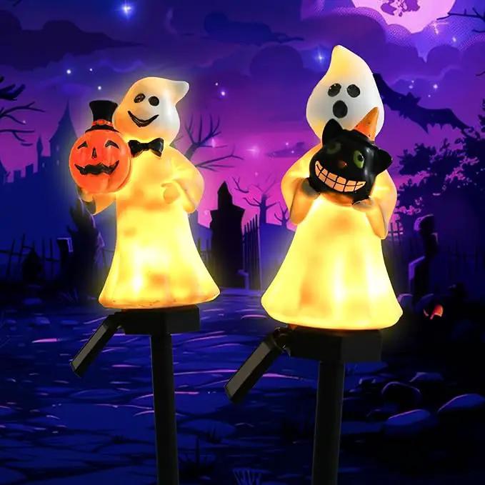 Halloween Decorations – Set of 2 Solar-Powered Ghost Decor with LED Lights, Weather-Resistant Outdoor Lighting for Garden, Pathways, and Parties by GreenHaven Gardens