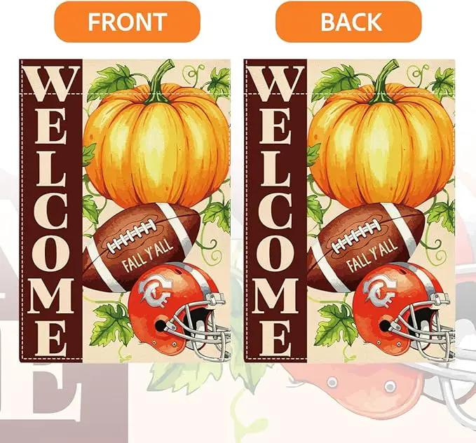 Fall Garden Flag Autumn Pumpkin Garden Flag 12x18 inch Double Sided Welcome Fall Y'all Pumpkin Yard Flags for Outside Front Door Home Porch (Flay 1801) by GreenHaven Gardens