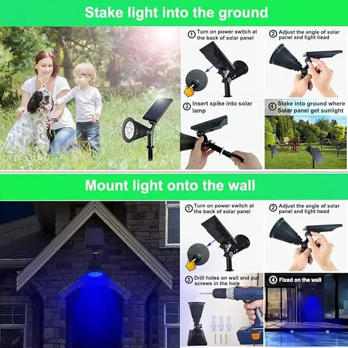 Solar Spotlights Outdoor Waterproof Adjustable Solar Garden Landscape Spot Light, 4 LEDs 2-in-1 Auto On/Off Solar Inground Lights for Patio Yard Garden Driveway Pathway (2 Pack, Blue) by GreenHaven Gardens