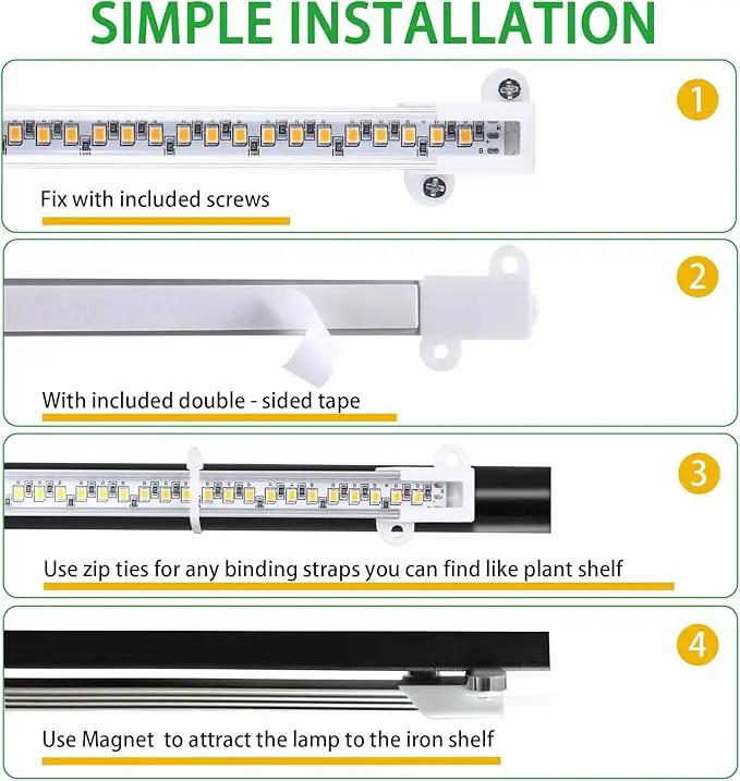 LED Grow Light Strips, Grow Lights for Indoor Plants Full Spectrum 3000K, 96 LEDs Plant Light with 3/9/12H Timer, 10 Dimmable Levels for Seedling Succulent, 2 Head 13 Inches by GreenHaven Gardens