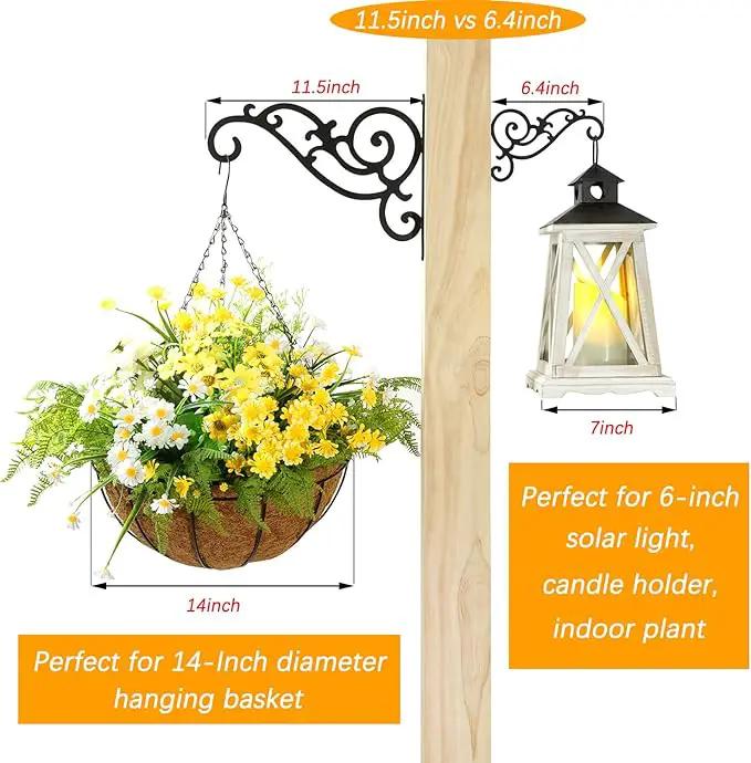 11-Inch Outdoor Decorative Metal Wall Hook for Hanging Lantern Plant Bird Feeder, Black by GreenHaven Gardens