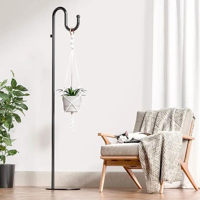 74" Shepherds Hook Stand for Plant: Hanging Bird Feeders, Plants, Lanterns, Wreath and Wind Chimes, Adjustable Free Standing Pole Holder with Heavy Duty Base for Indoor & Outdoor, Holds Up to 20 LBS by GreenHaven Gardens