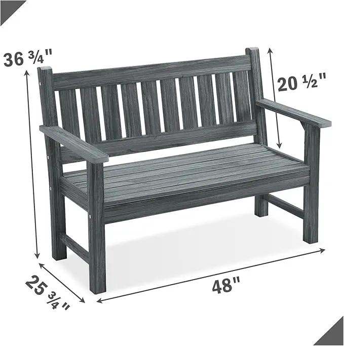 Outdoor Bench, 2-Person Garden Bench, Poly Lumber Patio Bench for Outdoors, Porch, and Park (Dark Grey) by GreenHaven Gardens