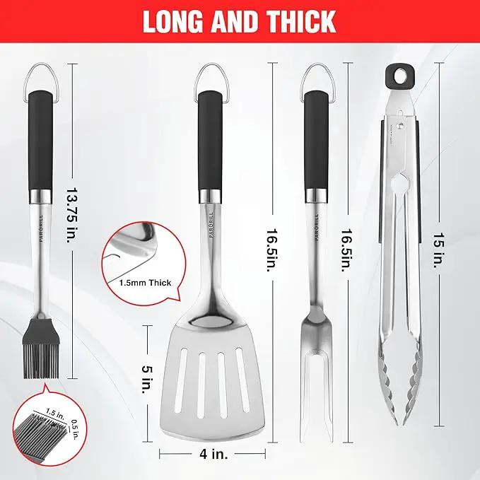 Grill Accessories Heavy Duty BBQ Set Gifts for Men/Women - Premium Stainless Steel Spatula, Fork, Brush & Tongs, Barbecue Utensils Tool Kit Gift for Grilling Lover Outdoor by GreenHaven Gardens