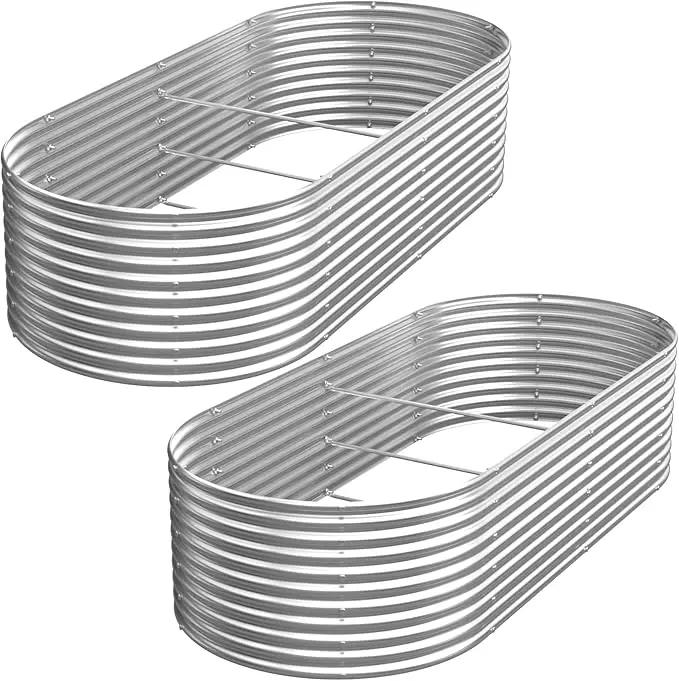 2 Pack Tall 8x4ft Galvanized Raised Garden Bed Outdoor,Metal Garden Bed for Vegetables,Steel Raised Beds for Gardening,Above Ground Garden Box for Flower by GreenHaven Gardens