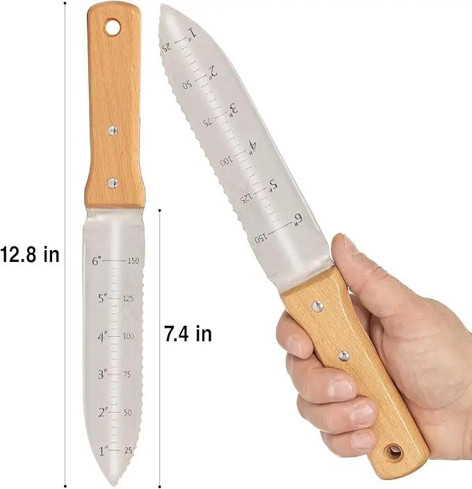 Grampa's Garden Knife - Versatile 7" Hori Hori Garden Knife With Straight & Serrated Steel Blade. Heavy-Duty Garden Hand Tool For Weeding, Digging or Planting. Includes Protective Sheath. by GreenHaven Gardens