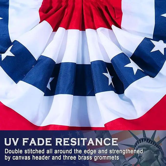 20 Pieces USA Pleated Fan Flag 1.5x3 FT American US Bunting Flag Patriotic Half Fan Banner Flag with Canvas Header and Brass Grommets for 4th of July Memorial Day Indoor Outdoor Decoration (20, 1.5x3 Feet) by GreenHaven Gardens