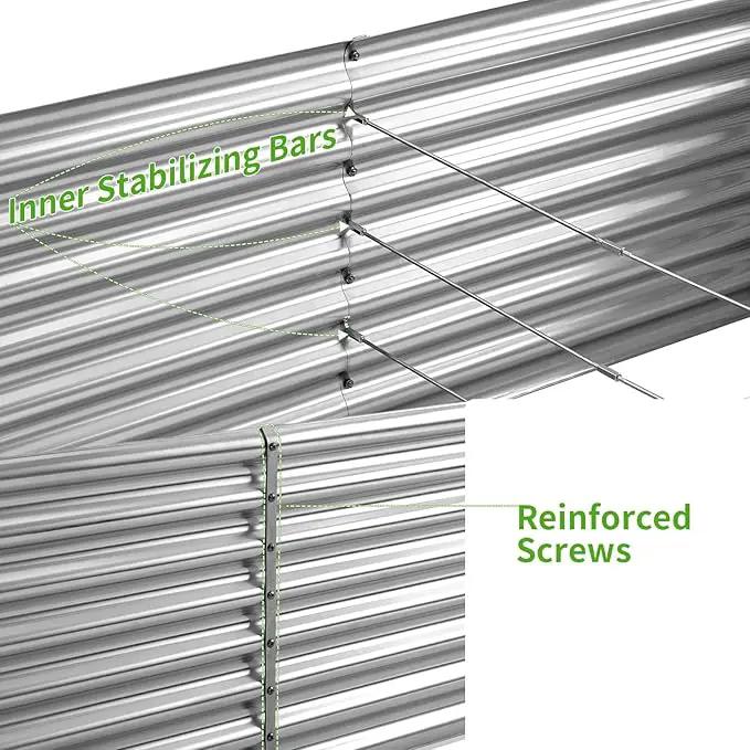 Land Guard 6×3×2 ft Galvanized Metal Raised Garden Bed, 2FT Deep Root Elevated Planter Box Steel Large Vegetable Flower Bed Kit（Silver） by GreenHaven Gardens