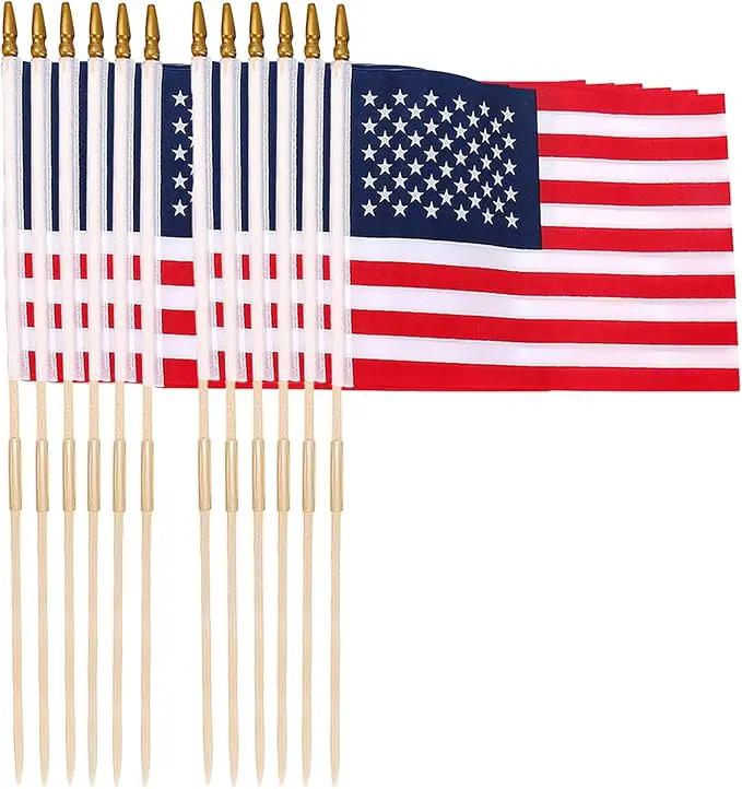 12 Pack 12x18 Inch American Flags for Outside, US Flags with Kid-Safe Spear Top ,American Flags on Stick, Patriotic Decorations,Perfect for Flag Day, Memorial Day, Independence Day Patriotic Holiday Yard Garden Flags by GreenHaven Gardens