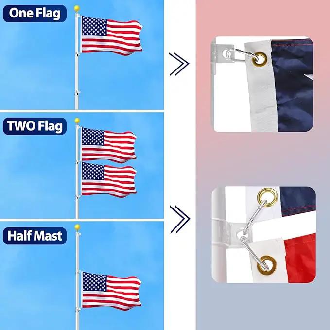 30FT Telescoping Flag Pole Kit, Heavy Duty 16 Gauge Aluminum Outdoor In Ground Flag Poles with Embroidered 3x5 USA Flag, for Residential or Commercial,Garden,Yard Flag Poles by GreenHaven Gardens