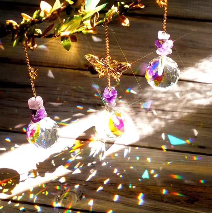 Suncatcher - Amethyst Moon Crystal Sun Catcher Window Hanging, Good Luck Charms Gifts for Women Chrismas Thanksgiving Birthday Crystal by GreenHaven Gardens
