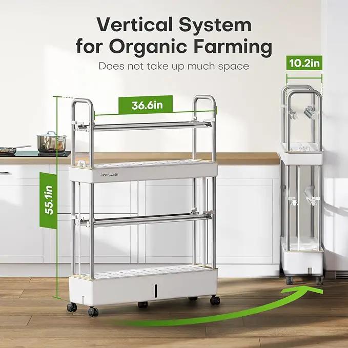 Ahopegarden Indoor Garden Hydroponics Growing System Kit: 60 Pods Vertical Garden with LED Grow Light - Plant Germination Kit Aeroponic Veggie Flower Fruit Growth with Smart Socket & Pump System by GreenHaven Gardens