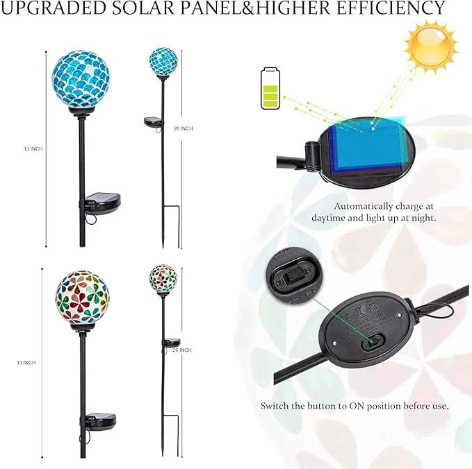 VCUTEKA Solar Garden Lights, Mosaic Solar Light Outdoor Waterproof LED Pathway Stake Light for Landscape Patio Yard Deck Walkway Decoration, 2 Pack by GreenHaven Gardens