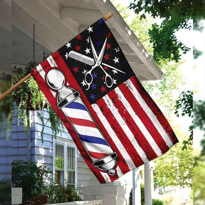 FLAGWIX American Flags, Barber Flag - 4th of July, Independence Day Decorations for Inside, Outside, Garden Flag (11.5" x 17.5") - USA House Garden Flags Premium Polyester, Decorative Outdoor Flags by GreenHaven Gardens