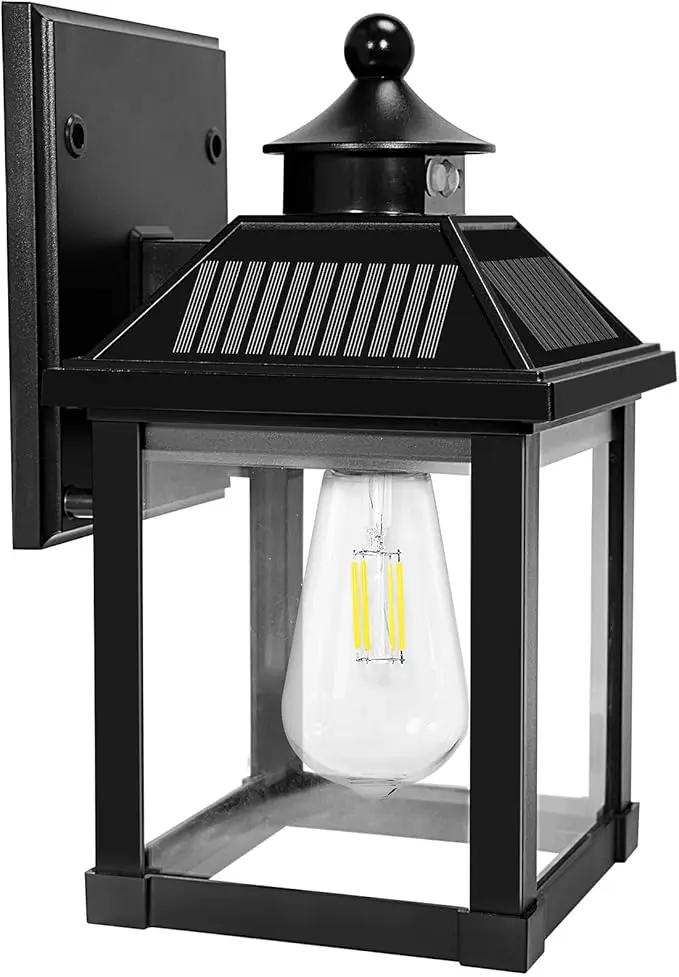 Solar Wall Lights Outdoor, Dusk to Dawn Motion Sensor Lights Waterproof, Solar Porch Lights with 3 Modes & Motion Sensor, Lantern Light Fixture for Patio Garage Entryway Garden by GreenHaven Gardens