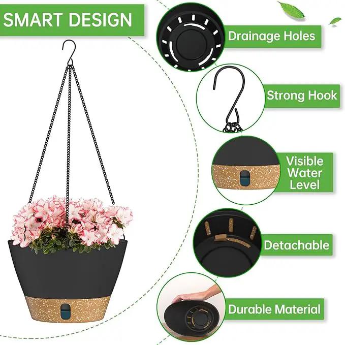 ZMTECH Hanging Planters for Indoor Plants Set of 2 Self Watering Hanging Pots Hanging Baskets Hanging Flower Pots for Outdoor Hanging Plants(10 Inch, Gray) by GreenHaven Gardens