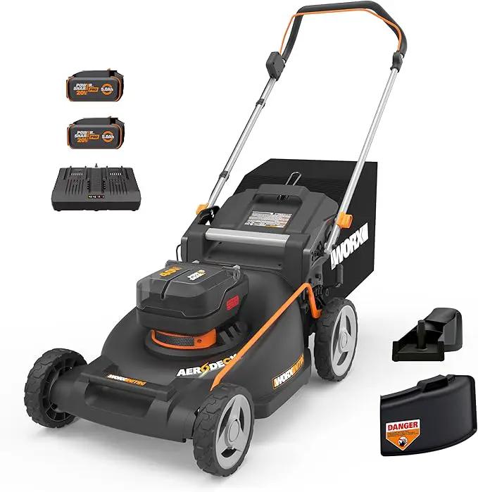WORX Nitro 40V 21" Cordless Lawn Mower w/Aerodeck & Intellicut, Brushless Electric Mower Up to 1/2 Acre, Push Lawn Mower w/ 7-Position Height Adjustment WG752 – Batteries & Charger Included by GreenHaven Gardens