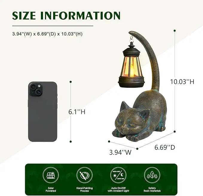 MININOVA Solar Garden Statues Cat Figurine with Solar Light Outdoor Decorations for Patio Yard Lawn Ornament Outdoor Housewarming Birthday Gift for Mom Grandma Friends by GreenHaven Gardens