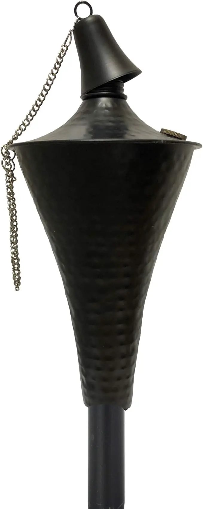 Set of 4, Oahu Premium Metal Outdoor Torches for Patio, Lawn and Garden - Tiki Style Metal Torch/w Snuffer, Fiberglass Wick & Large 16oz Oil Lamp - 53" Tall (Hammered Black) by GreenHaven Gardens